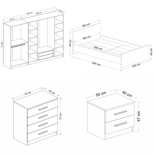 Minar Kale210 Yatak Odası Set 103 Beyaz - Resim 7