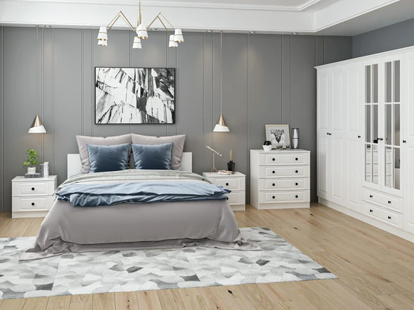 Minar Kale190 Yatak Odası Set 61 Beyaz Mebran - Resim 3