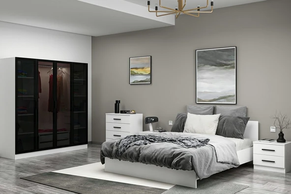 Minar Kale190 Yatak Odası Set 83 Beyaz Cam Kapak