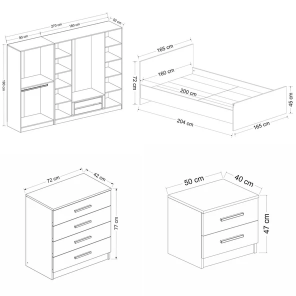 Minar Kale210 Yatak Odası Set 64 Beyaz Mebran - Resim 7