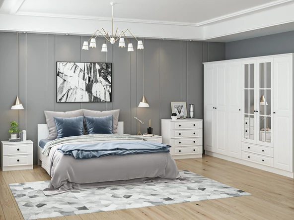 Minar Kale190 Yatak Odası Set 70 Beyaz Mebran - Resim 4