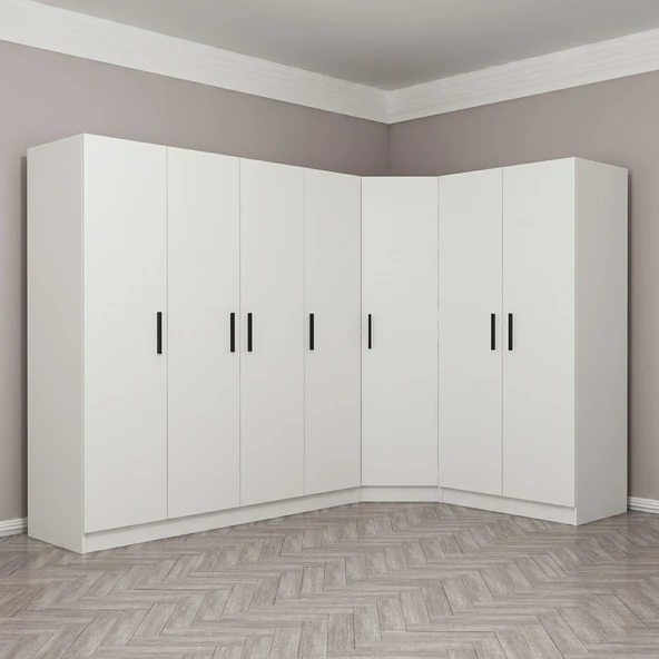 Minar Kale Zincir Köşe Düz Dolap 7K 2Ç -Beyaz 2+4+K7 - Resim 3