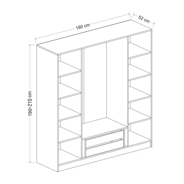 Minar Kale 180Cm Giyinme Dolabı 190 Lık - Beyaz - Resim 4