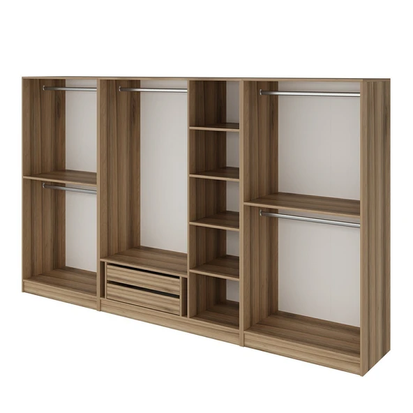 Minar Kale210 7 Bölmeli 2 Çek Giyinme Dolabı Dore - Resim 6