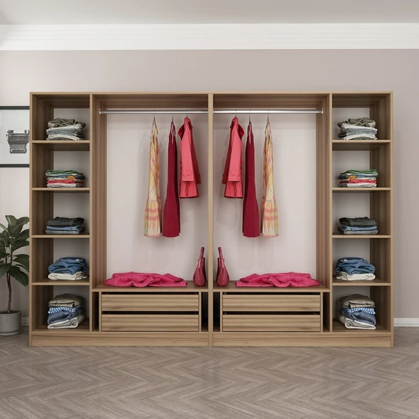 Minar Kale210 6 Bölmeli 4 Çek Giyinme Dolabı Dore - Resim 2