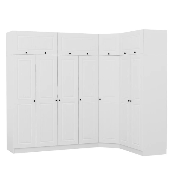 Minar Kale210 7 Kapaklı 2 Çek Köşe Dolap + Yüklük Byz Mebran - Resim 7