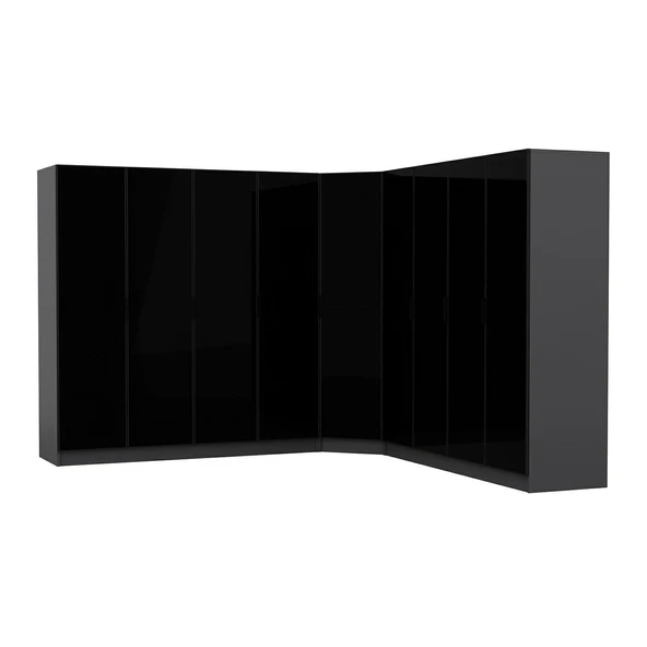 Minar Kale 190 9 Füme Cam Kapaklı 4Ç Köşe Dolap Antrasit Füme Cam - Resim 7