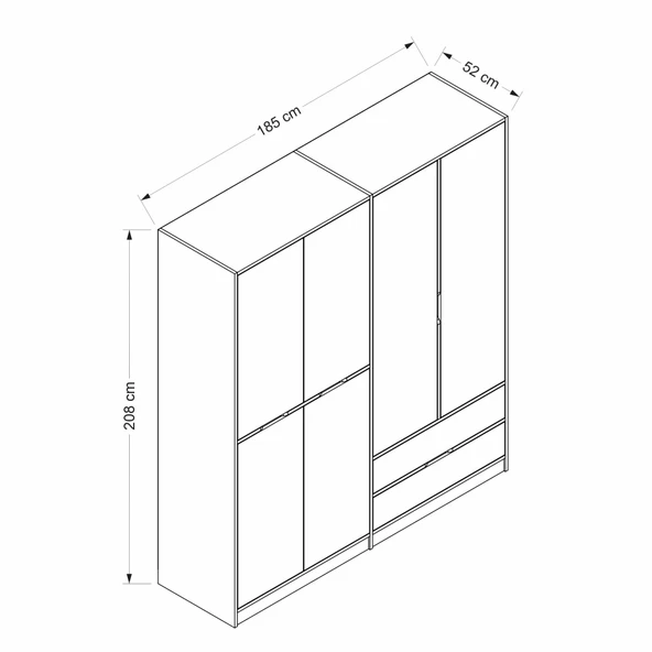 Minar Elina 4 Kapaklı Dolap-Dore-Beyaz - Resim 8
