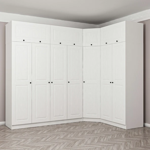 Minar Kale210 7 Kapaklı 2 Çek Köşe Dolap + Yüklük Byz Mebran - Resim 5