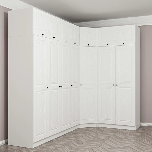 Minar Kale190 7 Kapaklı 2 Çek Köşe Dolap + Yüklük Byz Mebran - Resim 3