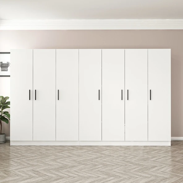 Minar Kale Zincir Dolap 7 Kapılı 3+4 Beyaz ürün görseli 1