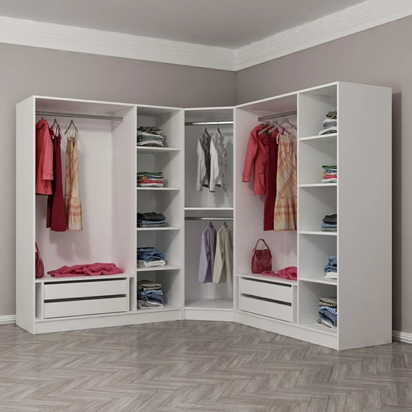 Minar Kale190 7 Kapaklı 4 Çek Köşe Dolap Byz Mebran - Resim 4