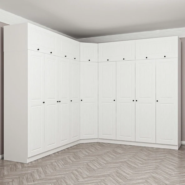 Minar Kale190 9 Kapaklı 4 Çek Köşe Dolap + Yüklük Byz Mebran - Resim 5