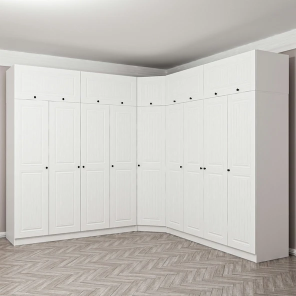 Minar Kale190 9 Kapaklı 4 Çek Köşe Dolap + Yüklük Byz Mebran - Resim 3