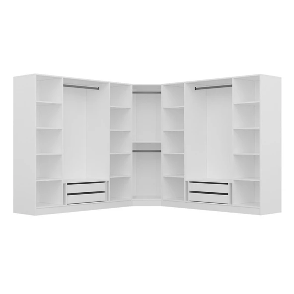 Minar Kale Zincir 9K 4 Aynalı 4Ç Köşe Dolap Beyaz 4+K+4 - Resim 6