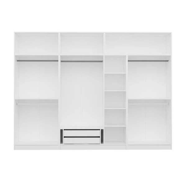 Minar Kale 7 Kapak 3 Aynalı 2 Çek Dolap & Yüklük Beyaz - Resim 6