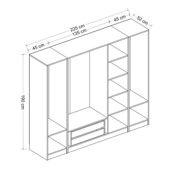 Minar Kale 5 Kpk 2 Çek Dolap-Beyaz Antr - Resim 8