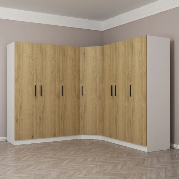 Minar Kale Zincir 7K 4Ç Köşe Dolap Pera Ceviz 3+K+3 - Resim 3