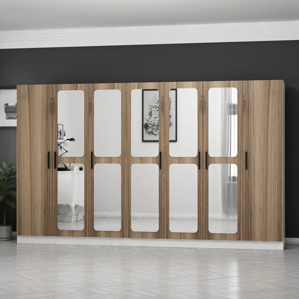 Minar Kale Zincir 7K 5 Aynalı 4Ç Dolap Pera Ceviz 3+4 - Resim 5