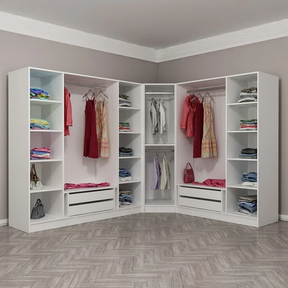 Minar Kale Zincir Köşe Düz Dolap 8K 4Ç -Beyaz 3+4+K7 - Resim 4