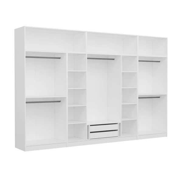 Minar Kale 8 Kapak 4 Aynalı 2 Çek Dolap & Yüklük Beyaz - 4