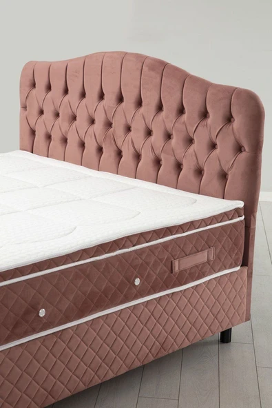 Minar Vassi Baza+Başlık+Miray Gizli Pedli Yatak Gül Kurusu 160X200 - Resim 2