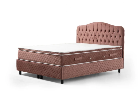 Minar Vassi Baza+Başlık+Miray Gizli Pedli Yatak Gül Kurusu 160X200 - Resim 4