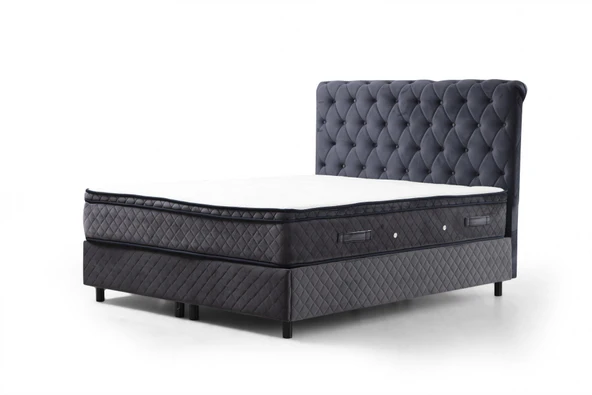 Minar Sonata Baza+Başlık+Miray Gizli Pedli Yatak Antrasit 90X190 - Resim 4