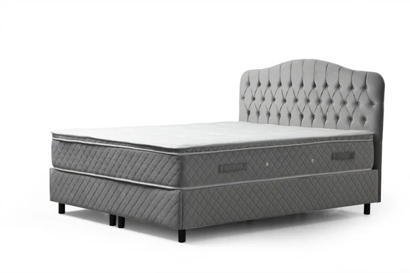 Minar Vassi Baza+Başlık+Miray Gizli Pedli Yatak Gri 160X200 - Resim 3