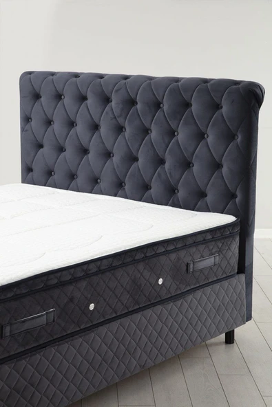 Minar Sonata Baza+Başlık+Miray Gizli Pedli Yatak Antrasit 90X190 - Resim 2