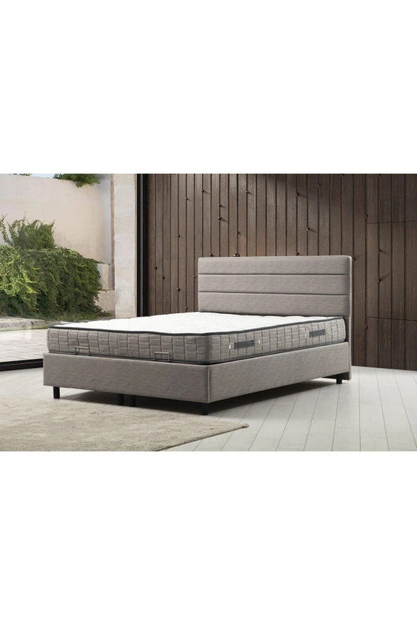 Minar Motya Baza Başlık 140x200 Yatak Set-acık Gri