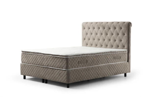 Minar Sonata Baza+Başlık+Miray Gizli Pedli Yatak Bej 90X190 - Resim 3