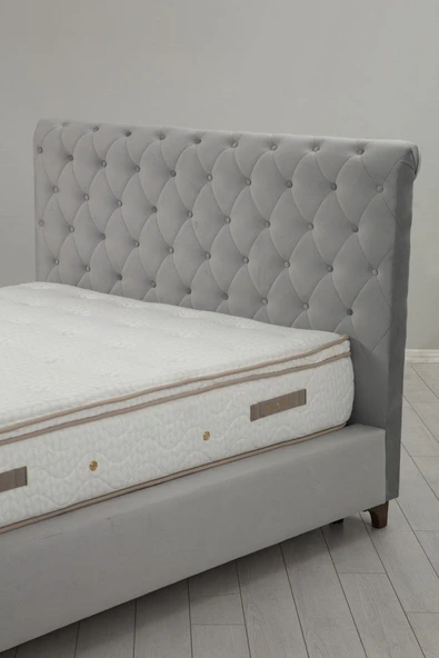Minar Deluxe Baza+Başlık+Yatak Gri 160X200 - 2