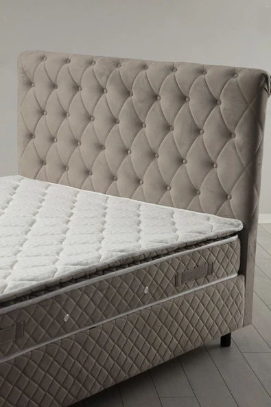 Minar Sonata Baza+Başlık+Vassi Pedli Yatak Bej 90X190 - Resim 2