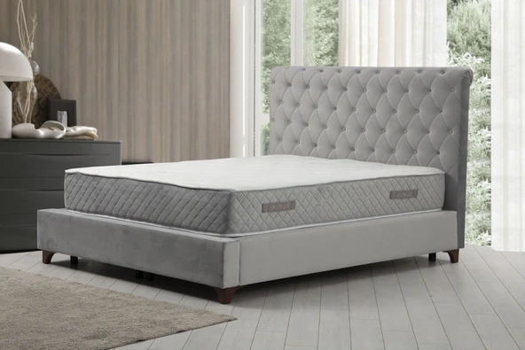 Minar Deluxe Baza+Başlık+Sonata Yatak Gri 160X200