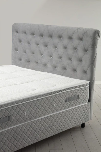 Minar Sonata Baza+Başlık+Miray Gizli Pedli Yatak Gri 90X190 - Resim 2