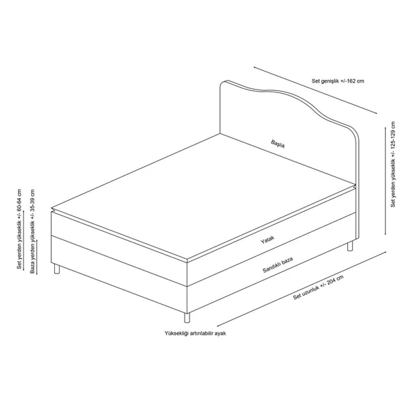 Minar Vassi Bazalı Karyola 160*200-Antrasıt - Resim 4