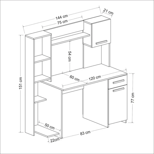 Minar Merry Çalışma Masası - Beyaz - 6