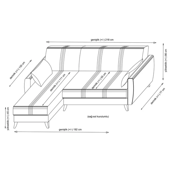 Minar Zaden Köşe Koltuk - Açık Gri 99 - 8