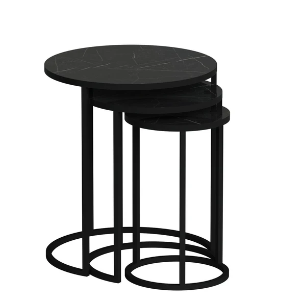 Minar Gloria Metal Ayak Zigon Sehpa-Royal Mermr - Resim 6