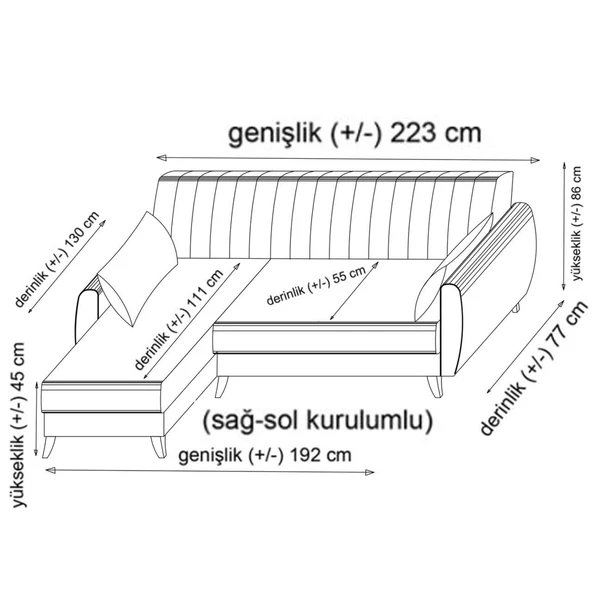 Minar Alkon Köşe Takım+Berjer-Koyu Gri 100+Koyu Gri 100 - Resim 7