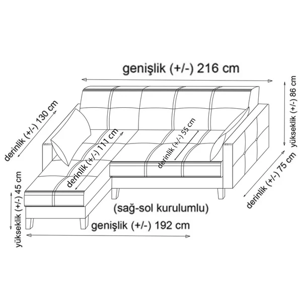 Minar Polya Köşe Takım+Berjer-Koyu Gri 100+Kiremit - Resim 7