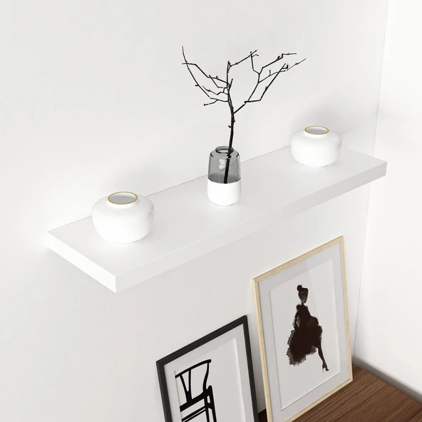 Minar Gizli Raf Tutuculu Duvar Rafı 80Cm-P.Beyaz - 3