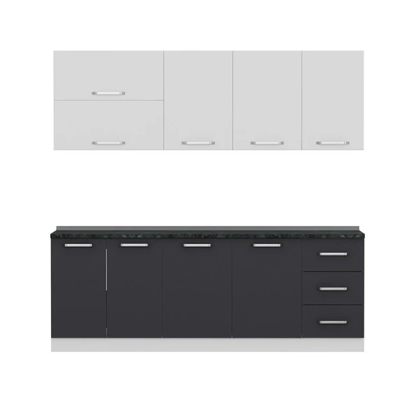 Minar 225 Cm Mutfak Dolabı Beyaz Antrasit 225-A1 - Resim 5