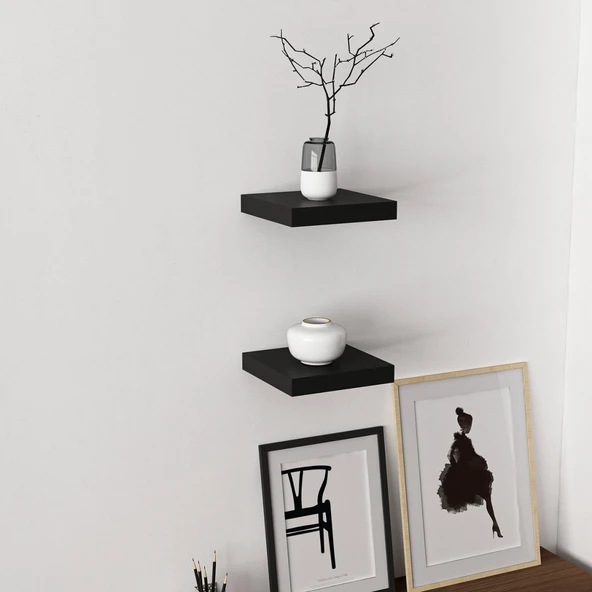 Minar Gizli Raf Tutuculu 2Li D.Rafı 23Cm-M.Siyah - 2