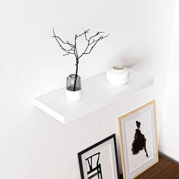 Minar Gizli Raf Tutuculu Duvar Rafı 60Cm-Beyaz - 3