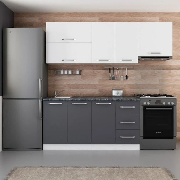 Minar 220 Cm Mutfak Dolabı Beyaz Antrasit 220-A8 ürün görseli