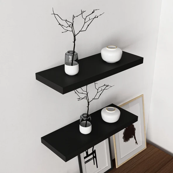 Minar Gizli Raf Tutuculu 2Li D.Rafı 60Cm-M.Siyah - Resim 3