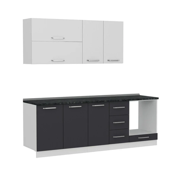 Minar 230 Cm Mutfak Dolabı Beyaz Antrasit 230-A3 - Resim 6