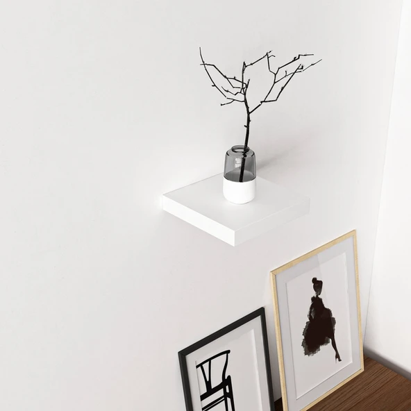 Minar Gizli Raf Tutuculu Duvar Rafı 23Cm-Beyaz - 3